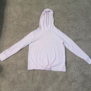 baby pink hoodie with knot on the bottom!
